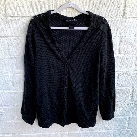 Marc by Marc Jacobs Mesh Black Button Down Long Sleeve Cardigan sz S - Picture 1 of 5